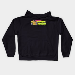 Neon convertible muscle car Kids Hoodie